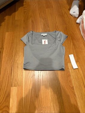 T.J.Maxx Gray Square-Neck Crop Top